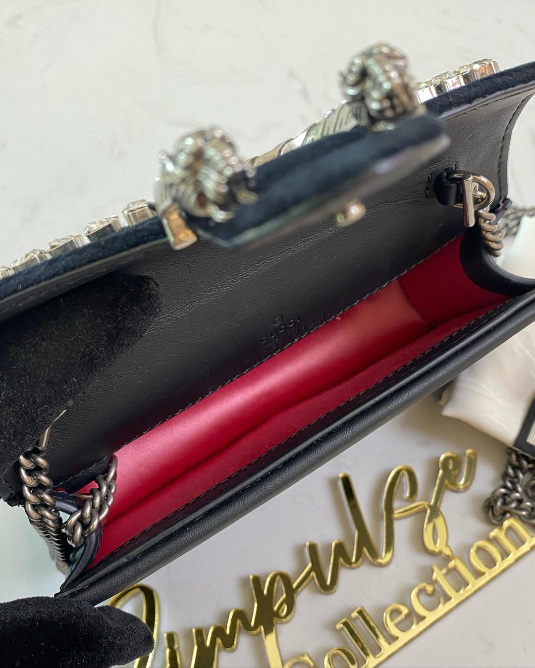 Gucci Dionysus Velvet Crystal Super Mini Black