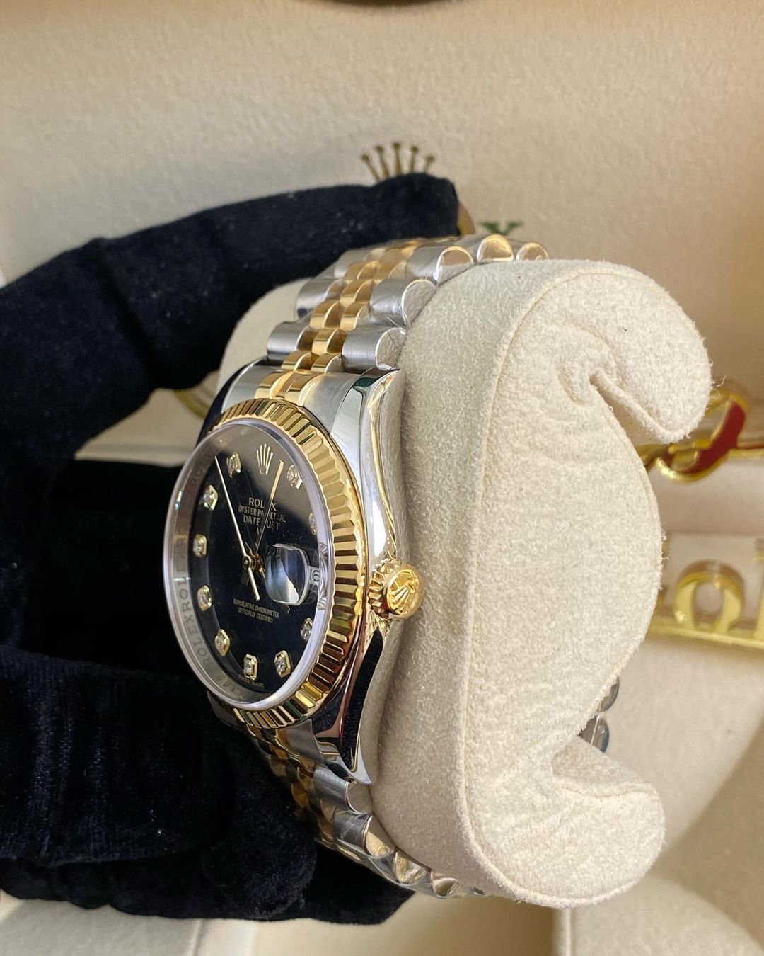 DATEJUST 36mm Two Tone Black Face w/ Diamond