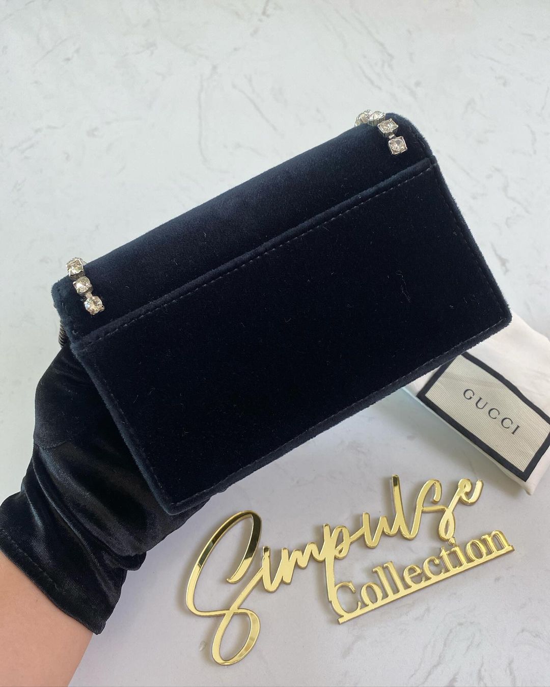 Gucci Dionysus Velvet Crystal Super Mini Black