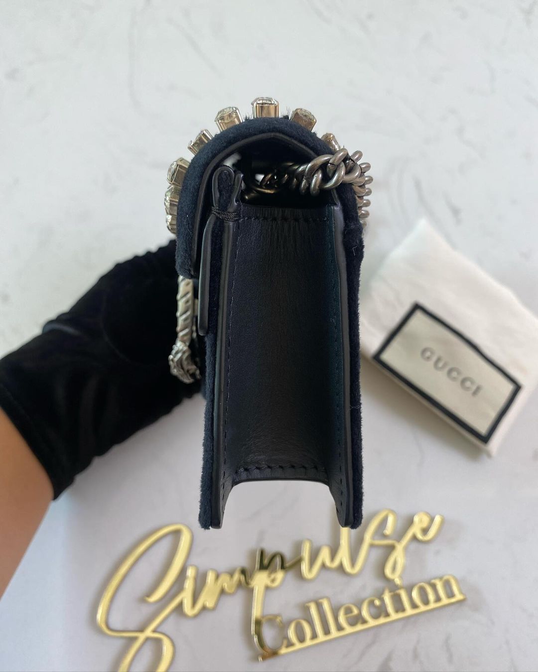 Gucci Dionysus Velvet Crystal Super Mini Black