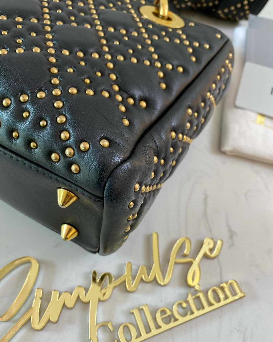 Lady D Cannage Studded Black GHW