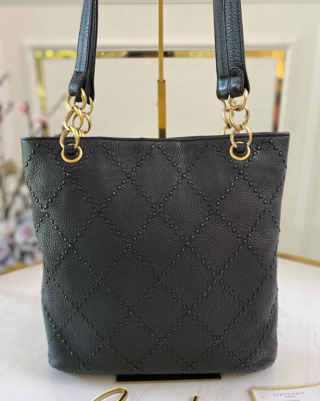 C Matelasse Ultra Stitch Chain Tote Bag