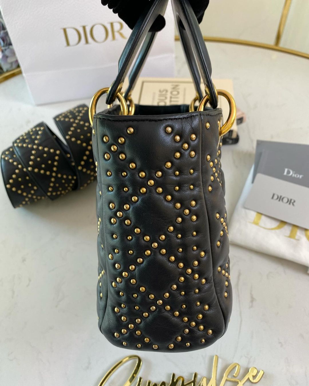 Lady D Cannage Studded Black GHW