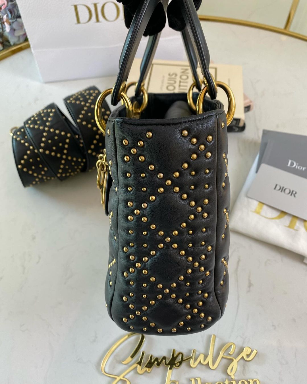 Lady D Cannage Studded Black GHW