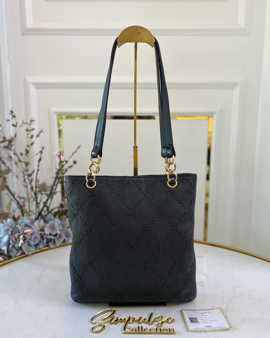 C Matelasse Ultra Stitch Chain Tote Bag