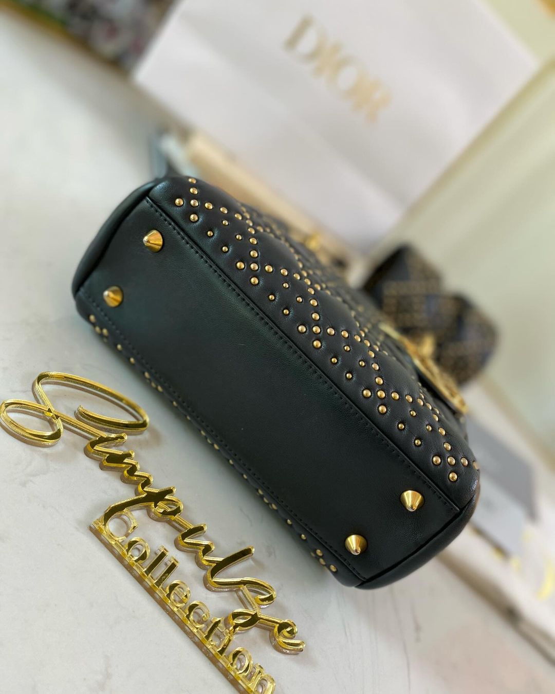 Lady D Cannage Studded Black GHW