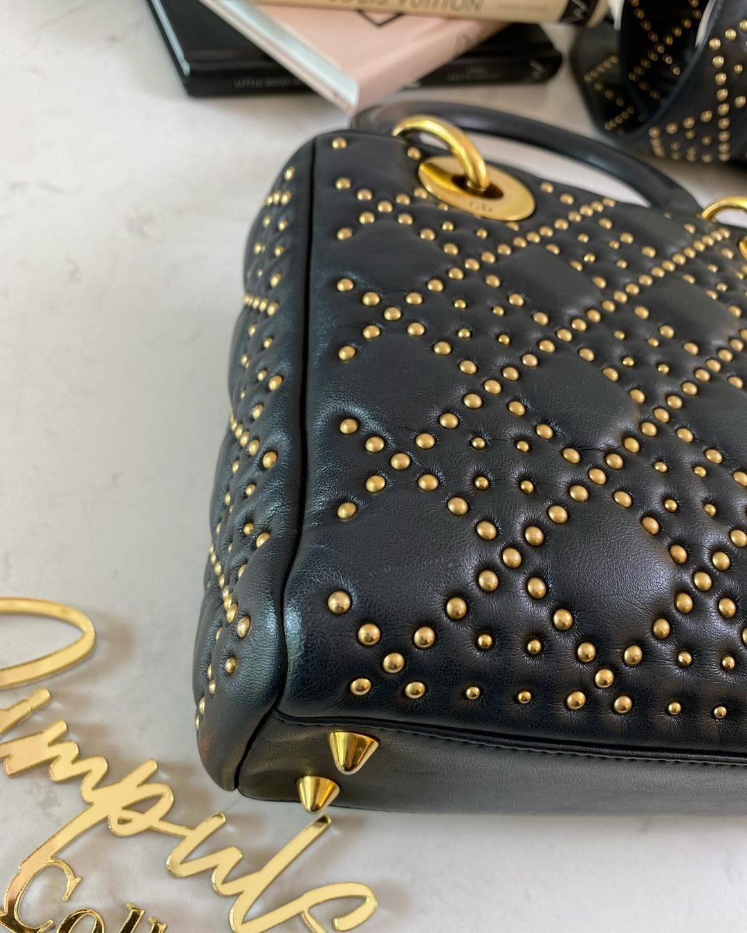 Lady D Cannage Studded Black GHW