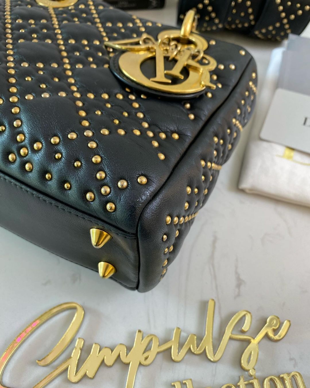 Lady D Cannage Studded Black GHW