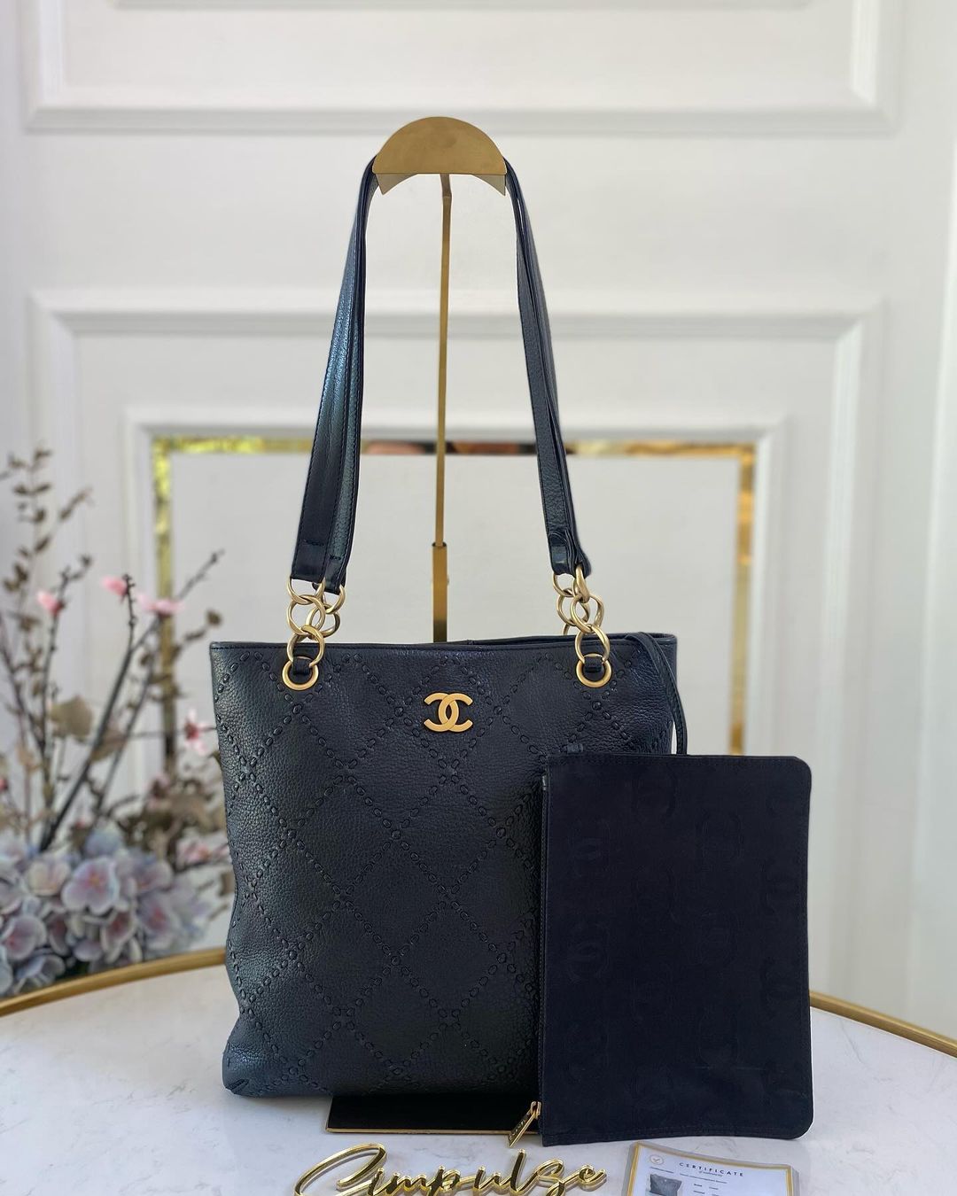 C Matelasse Ultra Stitch Chain Tote Bag