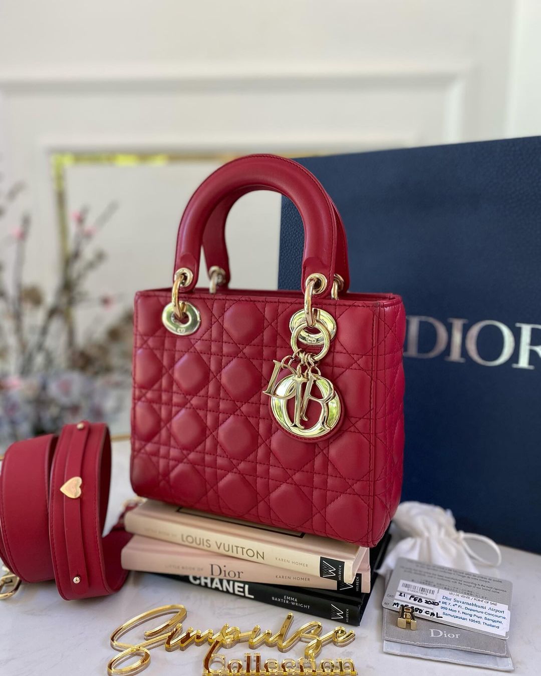 Lady D Red Cannage Small GHW ABC Strap