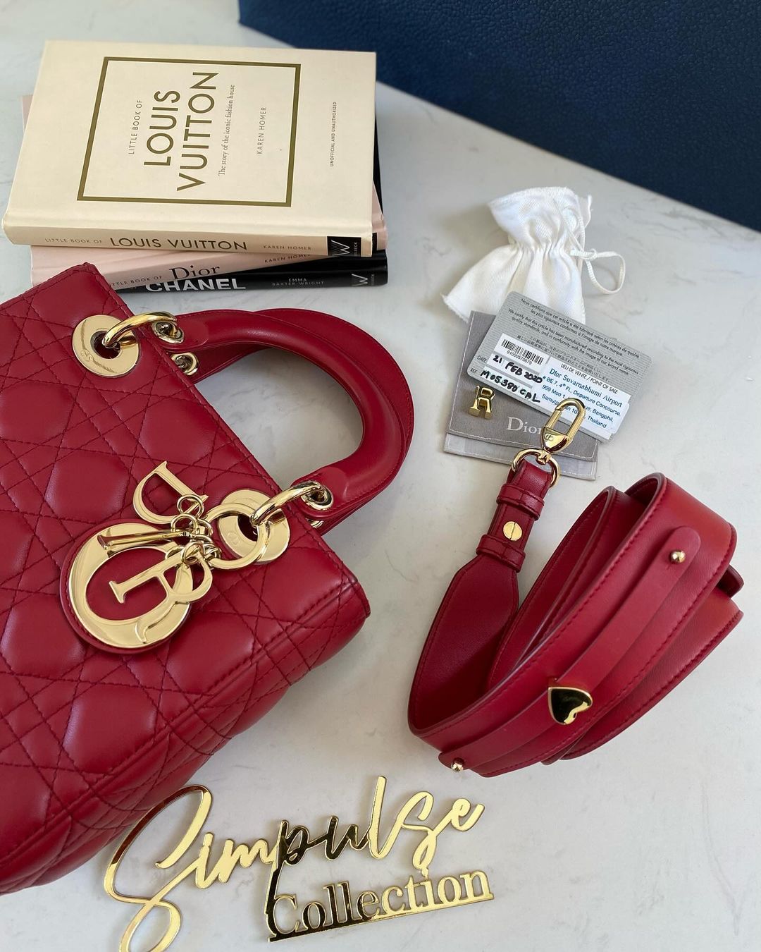 Lady D Red Cannage Small GHW ABC Strap