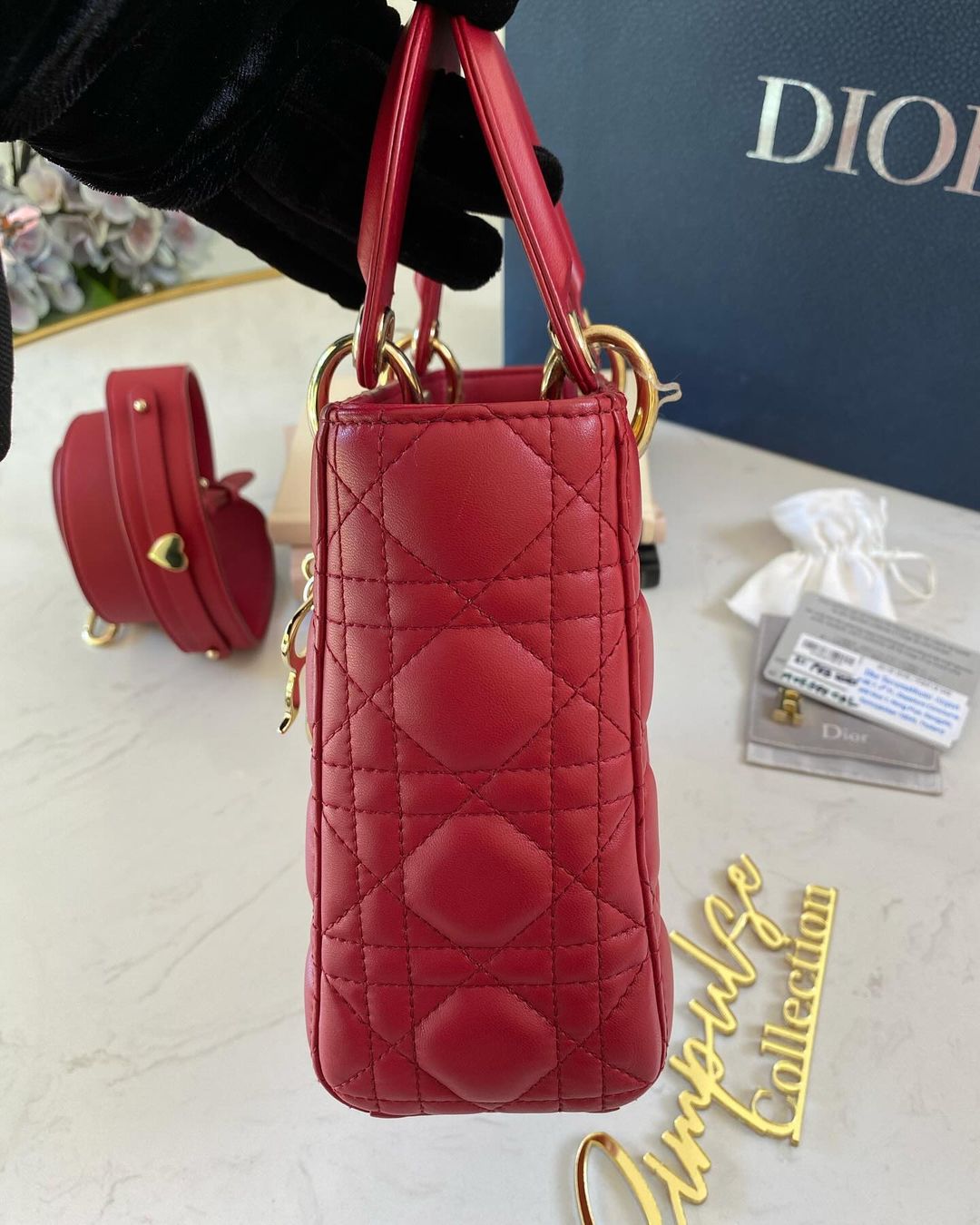 Lady D Red Cannage Small GHW ABC Strap