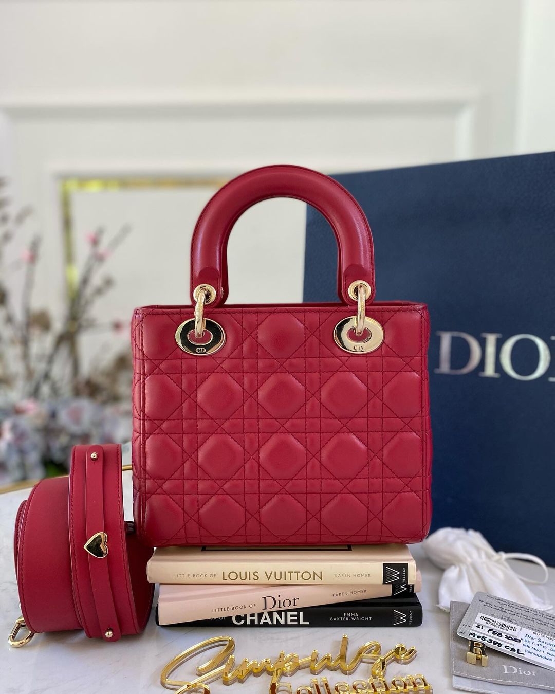 Lady D Red Cannage Small GHW ABC Strap