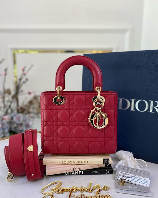 Lady D Red Cannage Small GHW ABC Strap