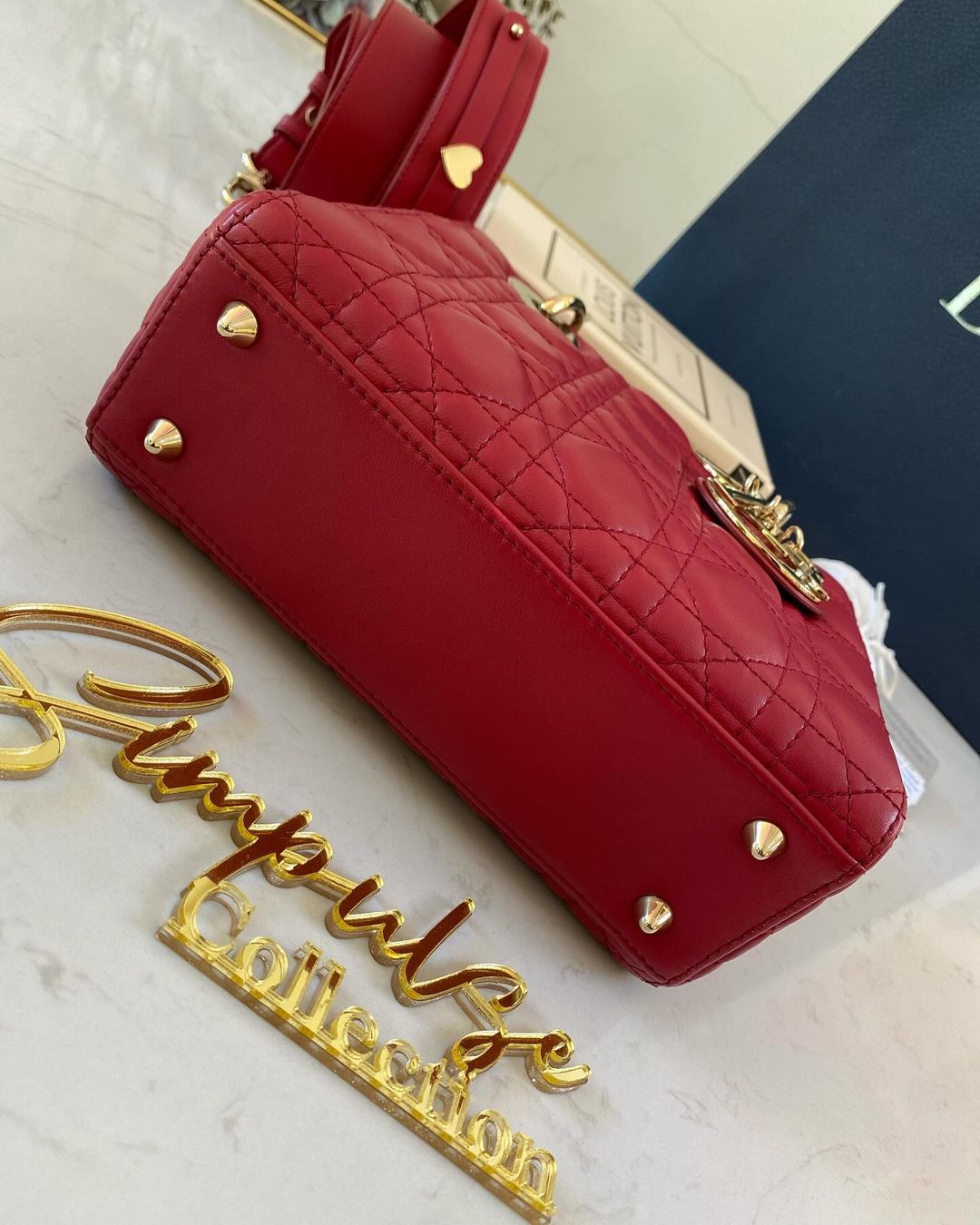 Lady D Red Cannage Small GHW ABC Strap