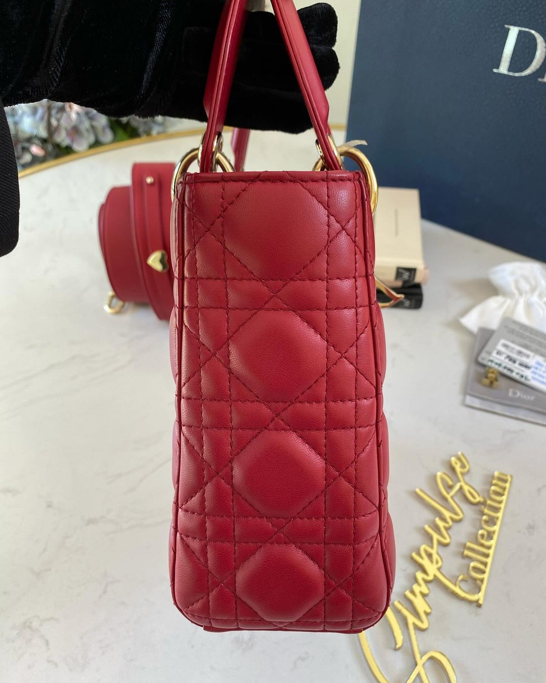 Lady D Red Cannage Small GHW ABC Strap