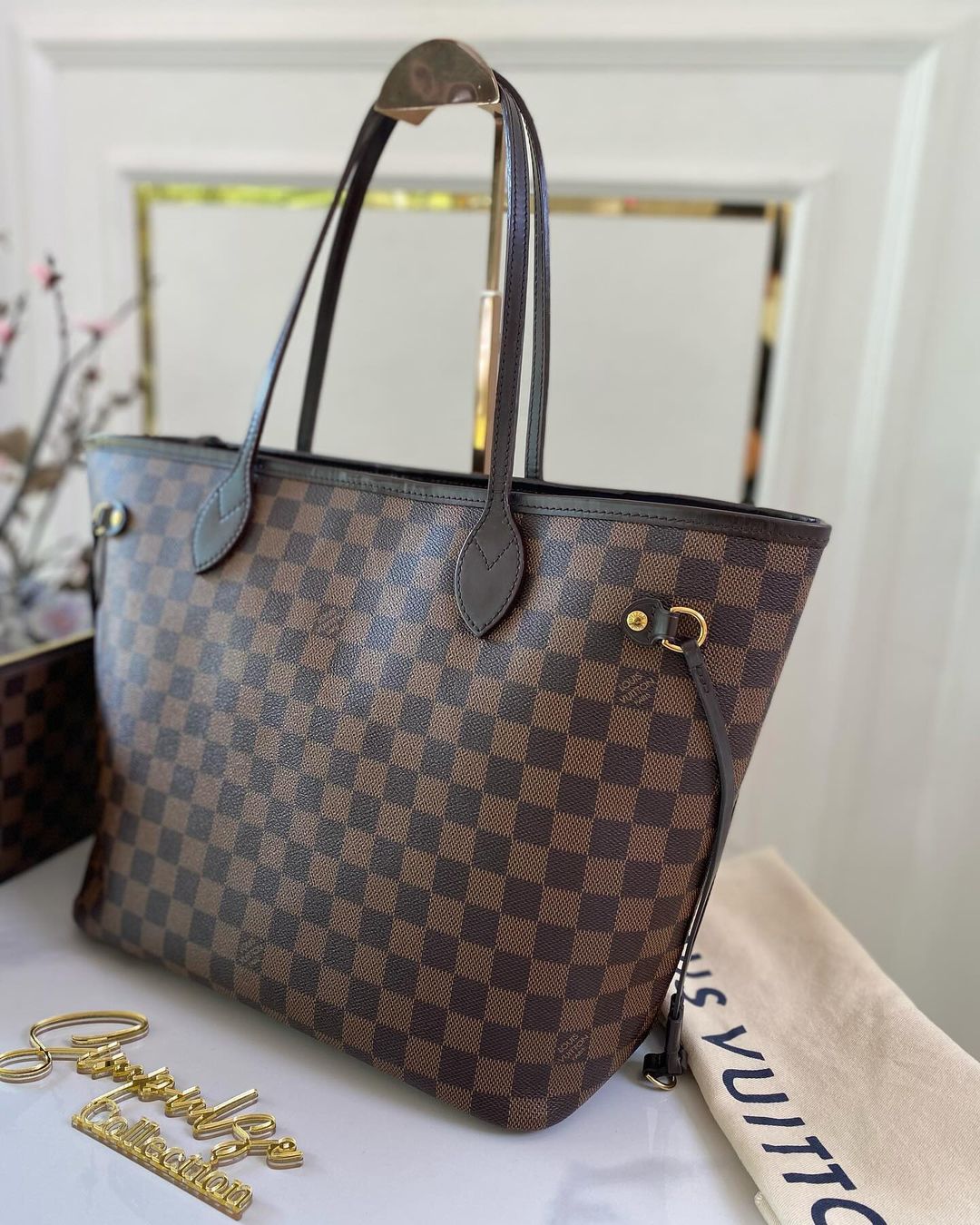 L V Damier Ebene Neverfull Mm Size