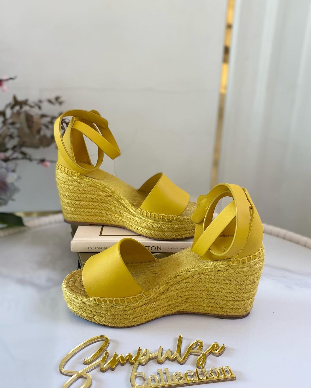 H Yellow Leather Tipoli Espadrille Wedge