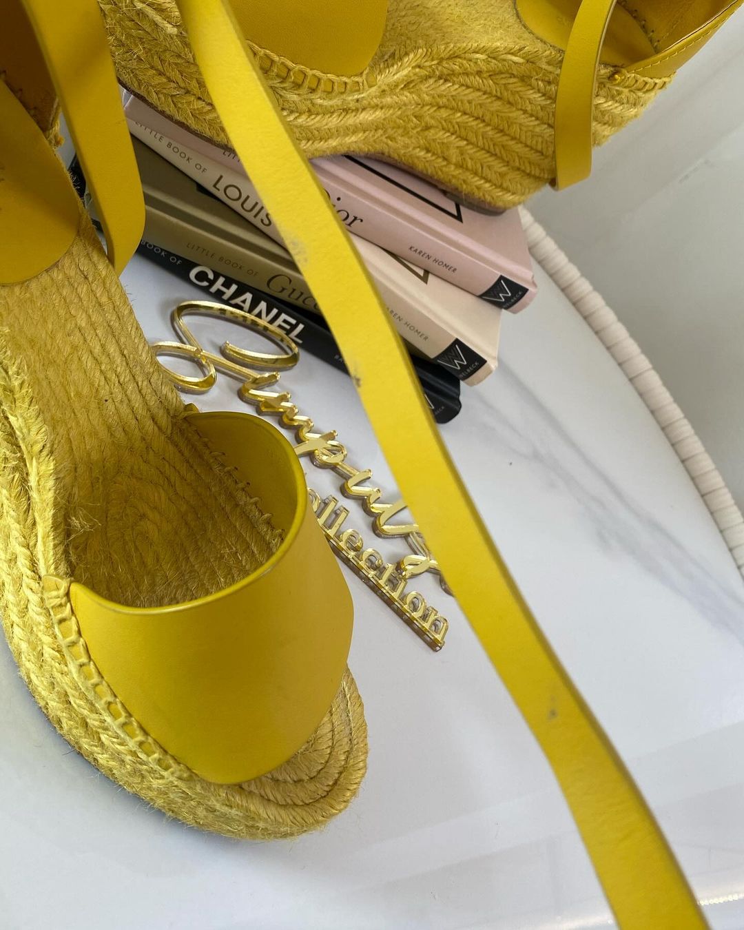 H Yellow Leather Tipoli Espadrille Wedge