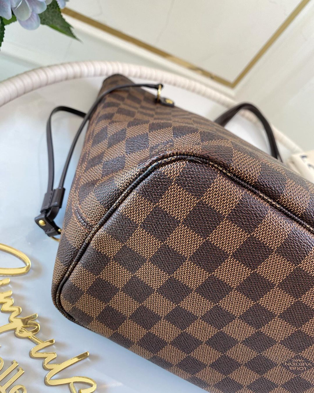 L V Damier Ebene Neverfull Mm Size