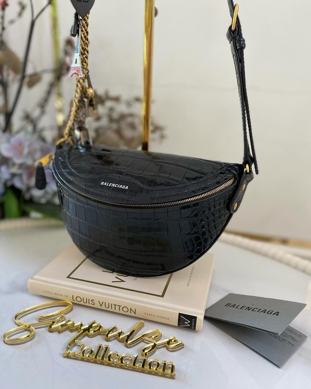 B Souvenir Embossed Patent Leather Belt Bag