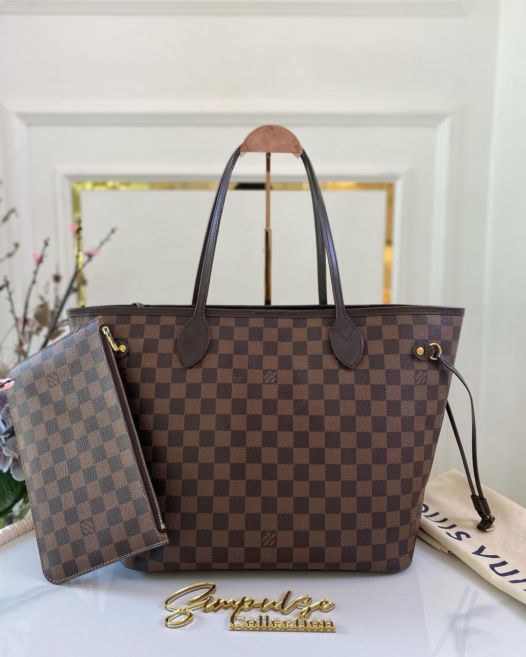 L V Damier Ebene Neverfull Mm Size