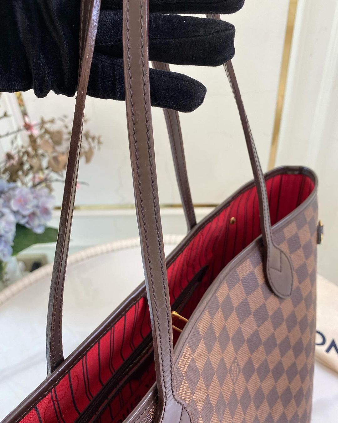 L V Damier Ebene Neverfull Mm Size