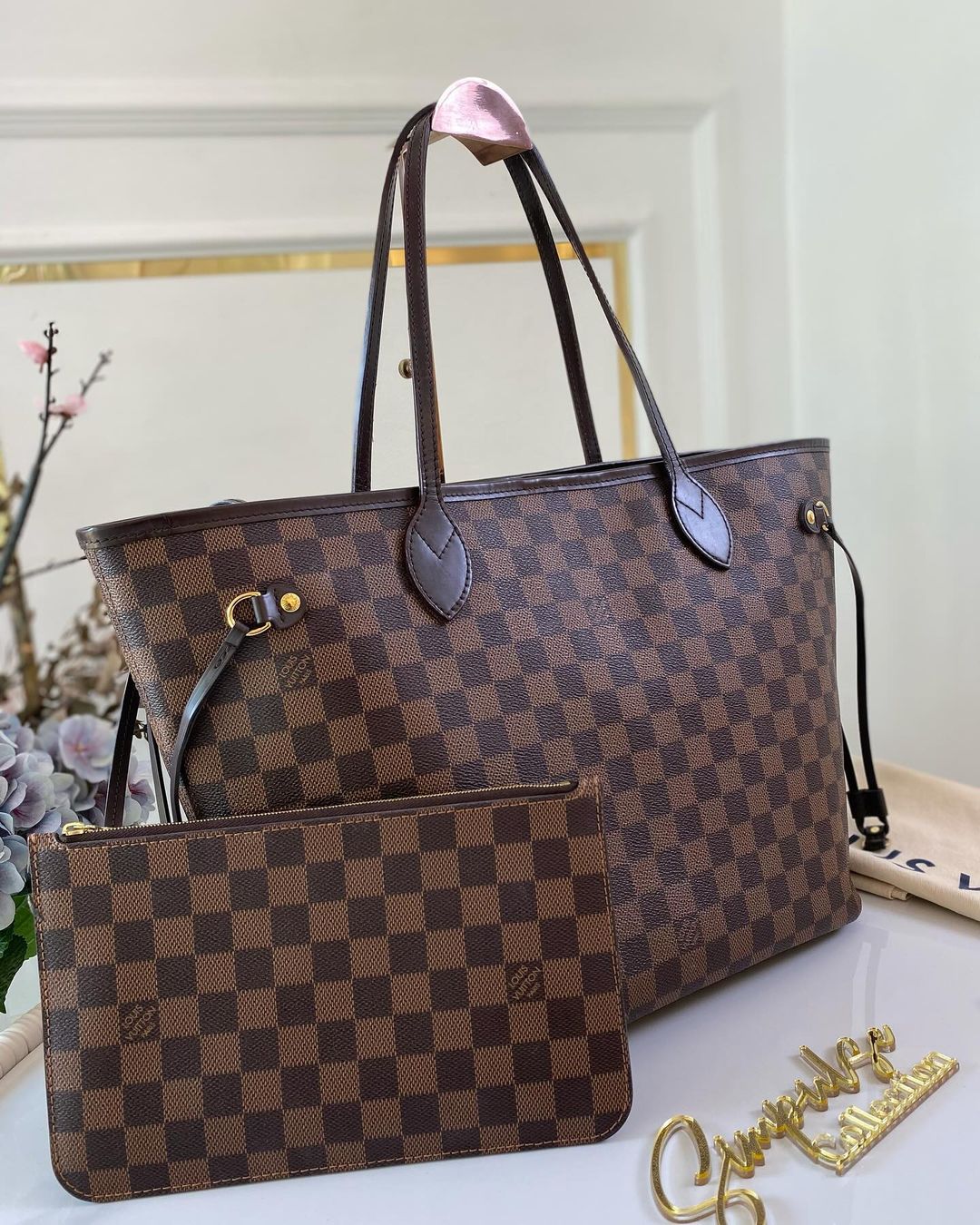 L V Damier Ebene Neverfull Mm Size