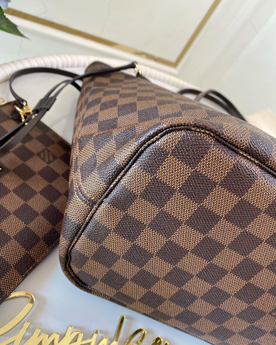 L V Damier Ebene Neverfull Mm Size