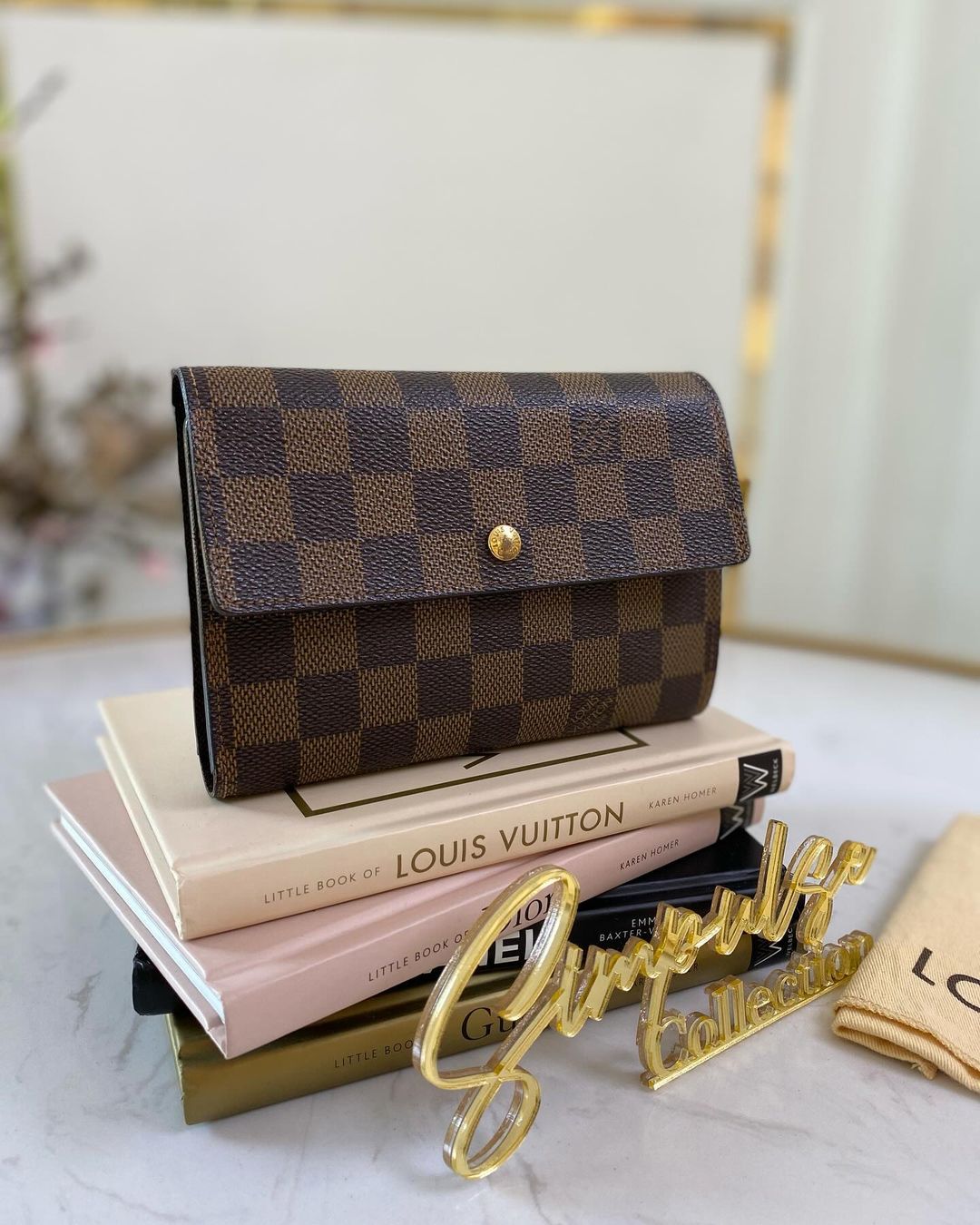 L V Trifold Damier Ebene Brown