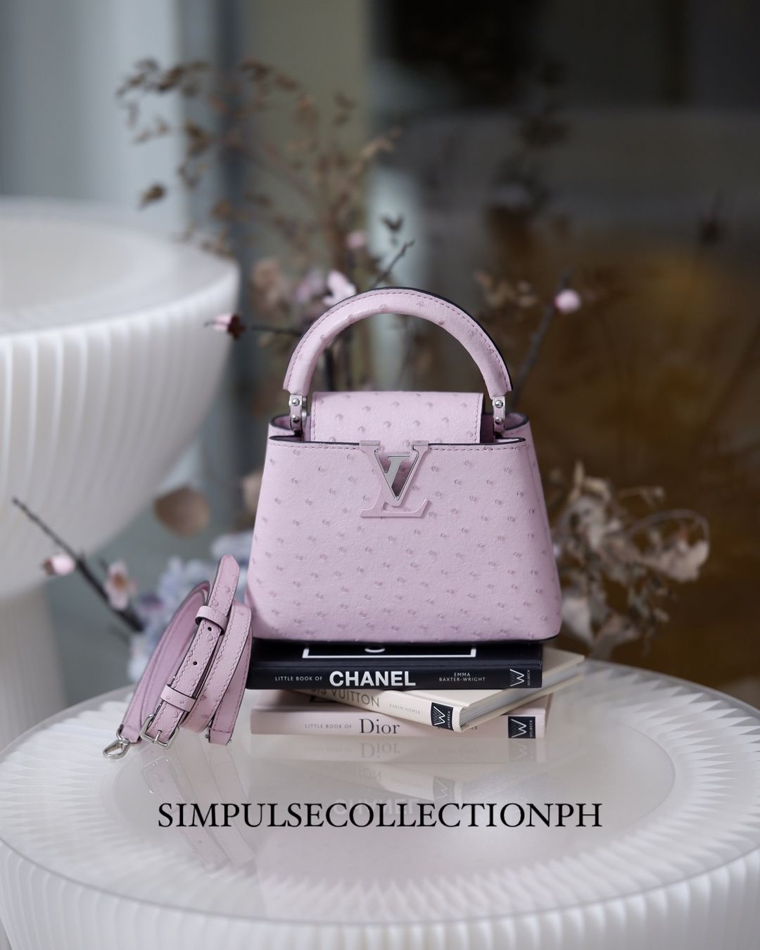 L V Mini Capucine Ostrich in Pink