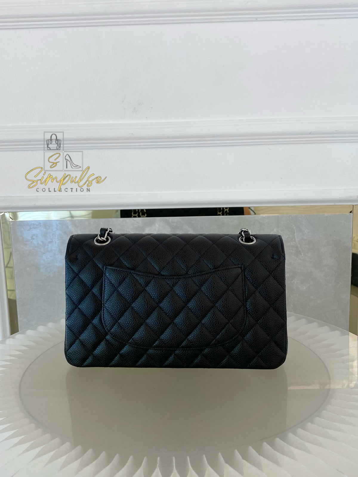 CHANEL DOUBLE FLAP BLACK MEDIUM CAVIAR SHW
