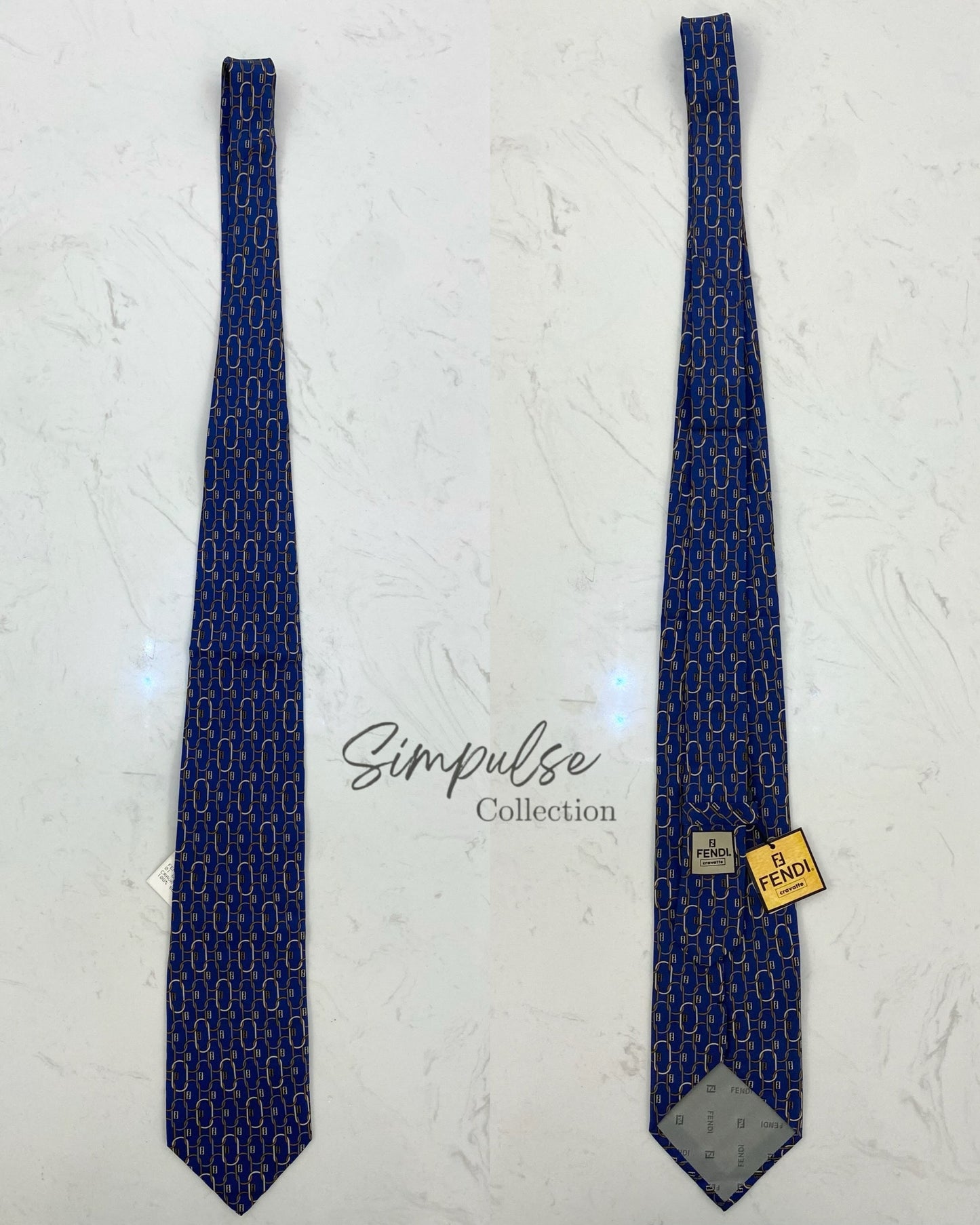 FENDI BLUE TIE  ALL OVER NECKTIE