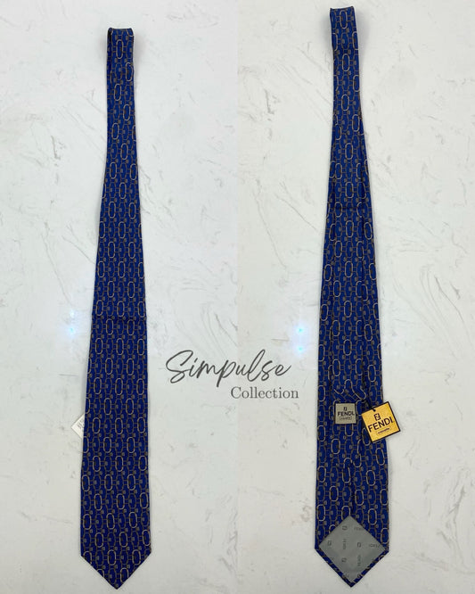 FENDI BLUE TIE  ALL OVER NECKTIE