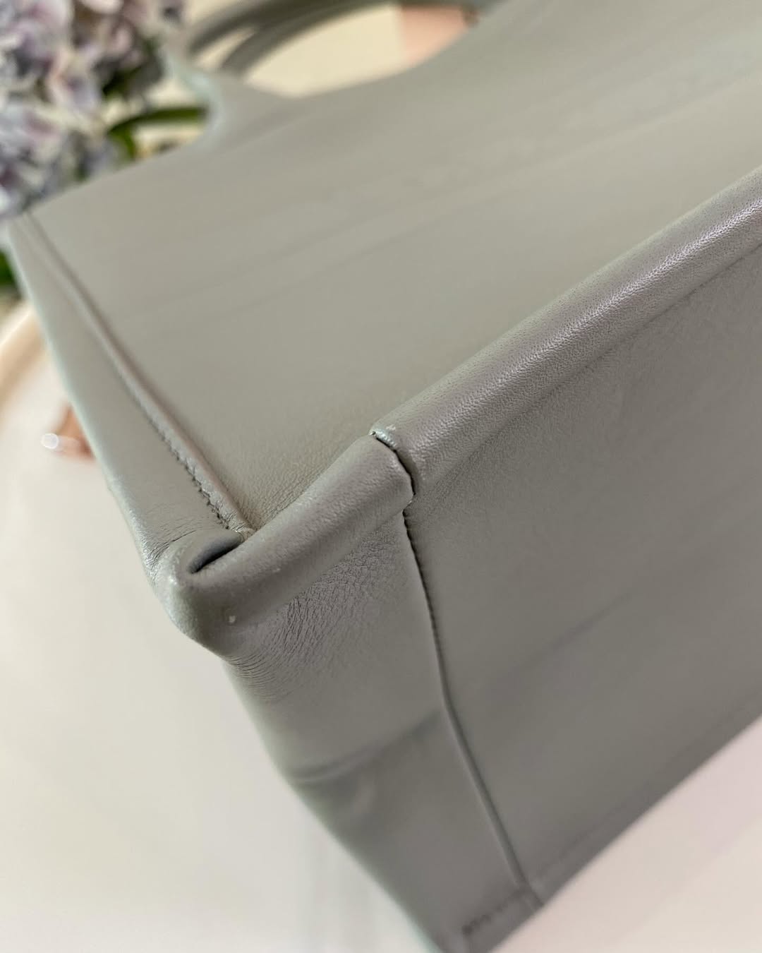 CD Book Tote Medium Leather Grey