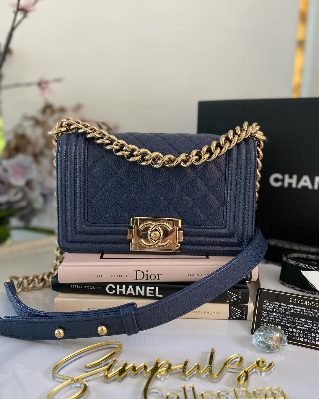 C Mini Leboy Caviar Navy Blue LGHW