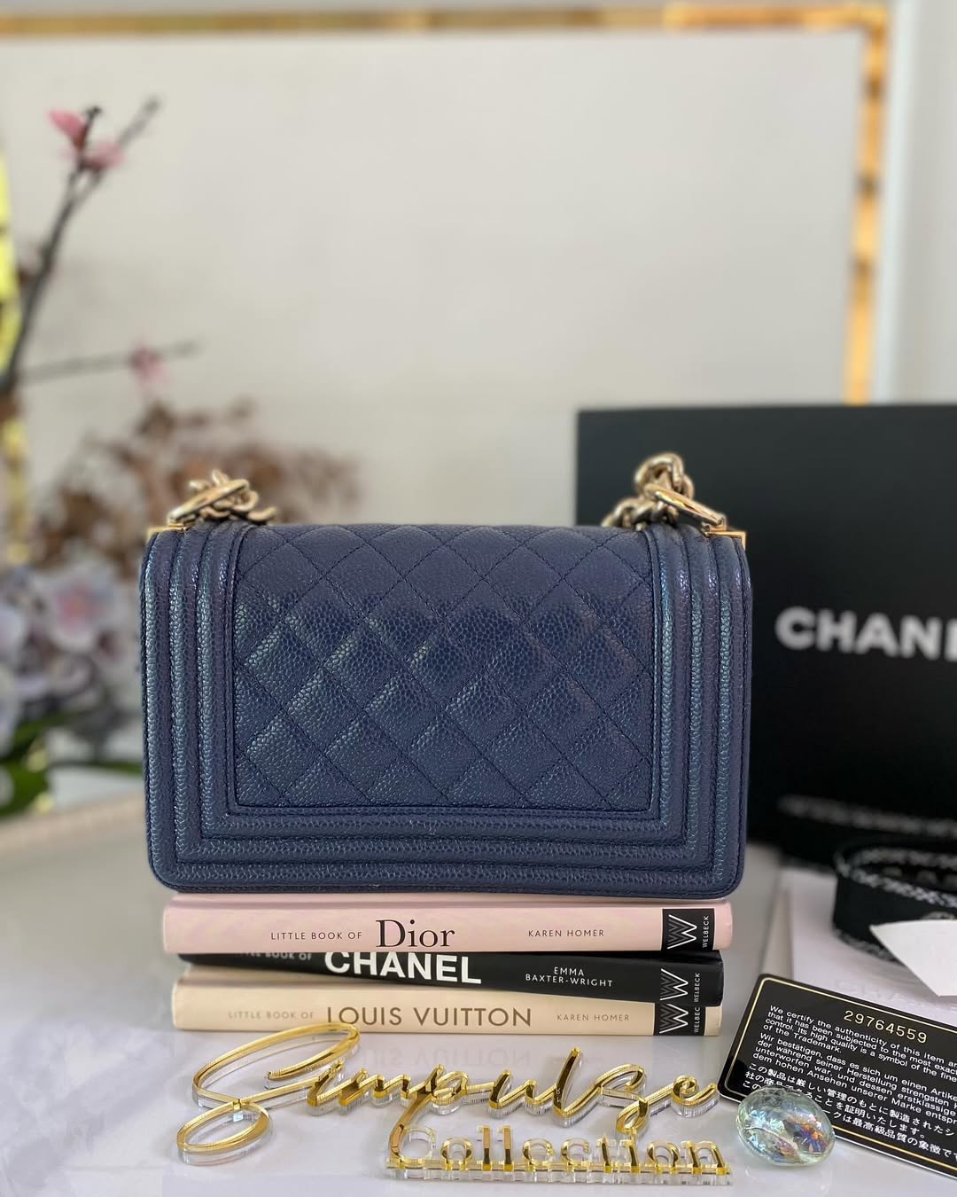 C Mini Leboy Caviar Navy Blue LGHW