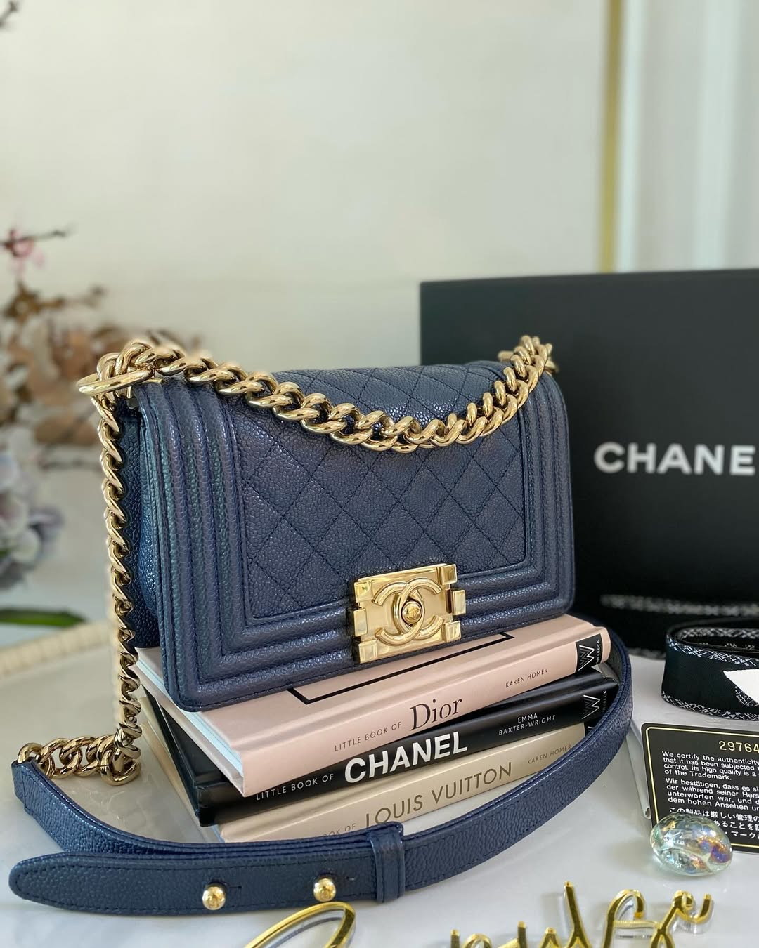 C Mini Leboy Caviar Navy Blue LGHW