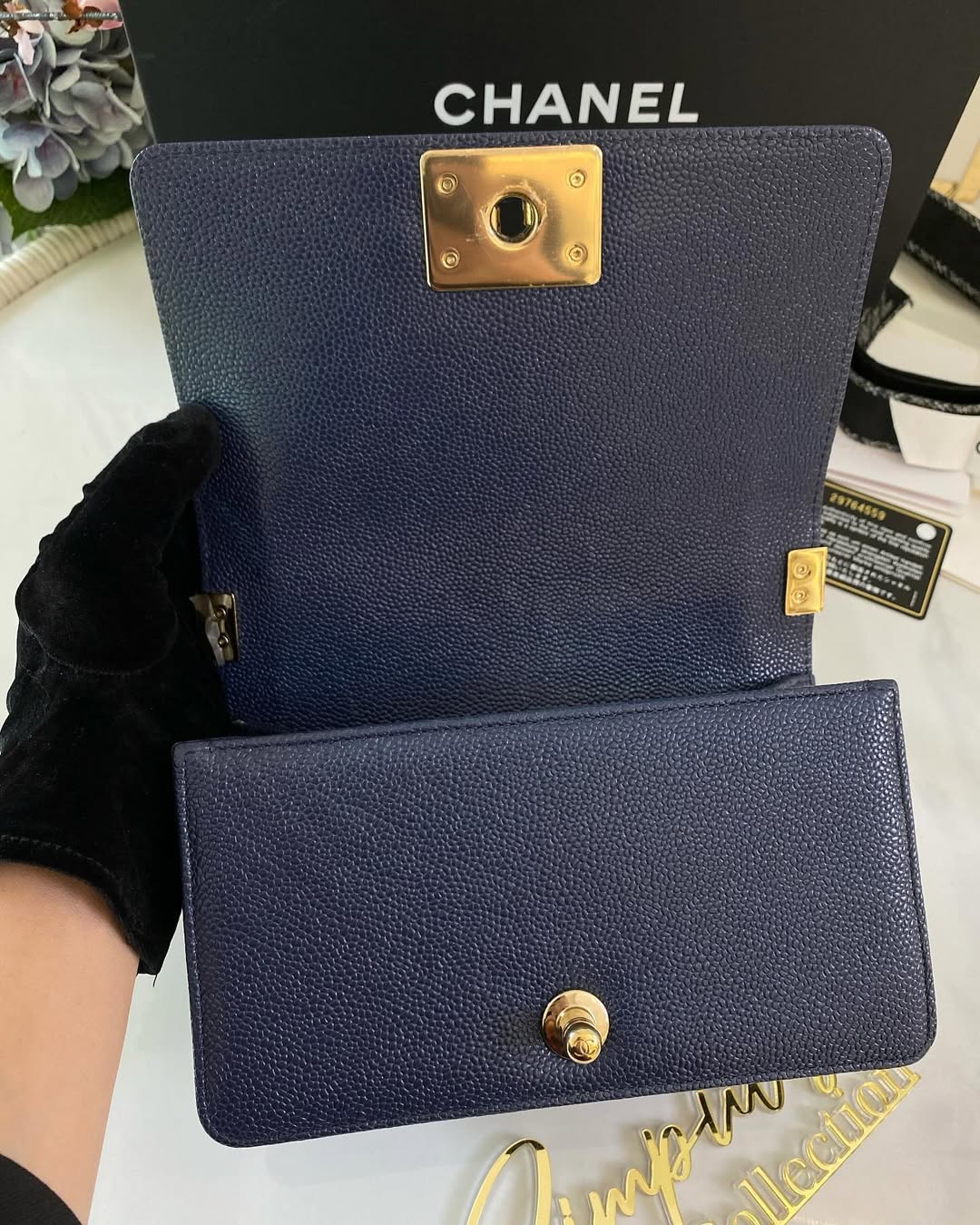 C Mini Leboy Caviar Navy Blue LGHW