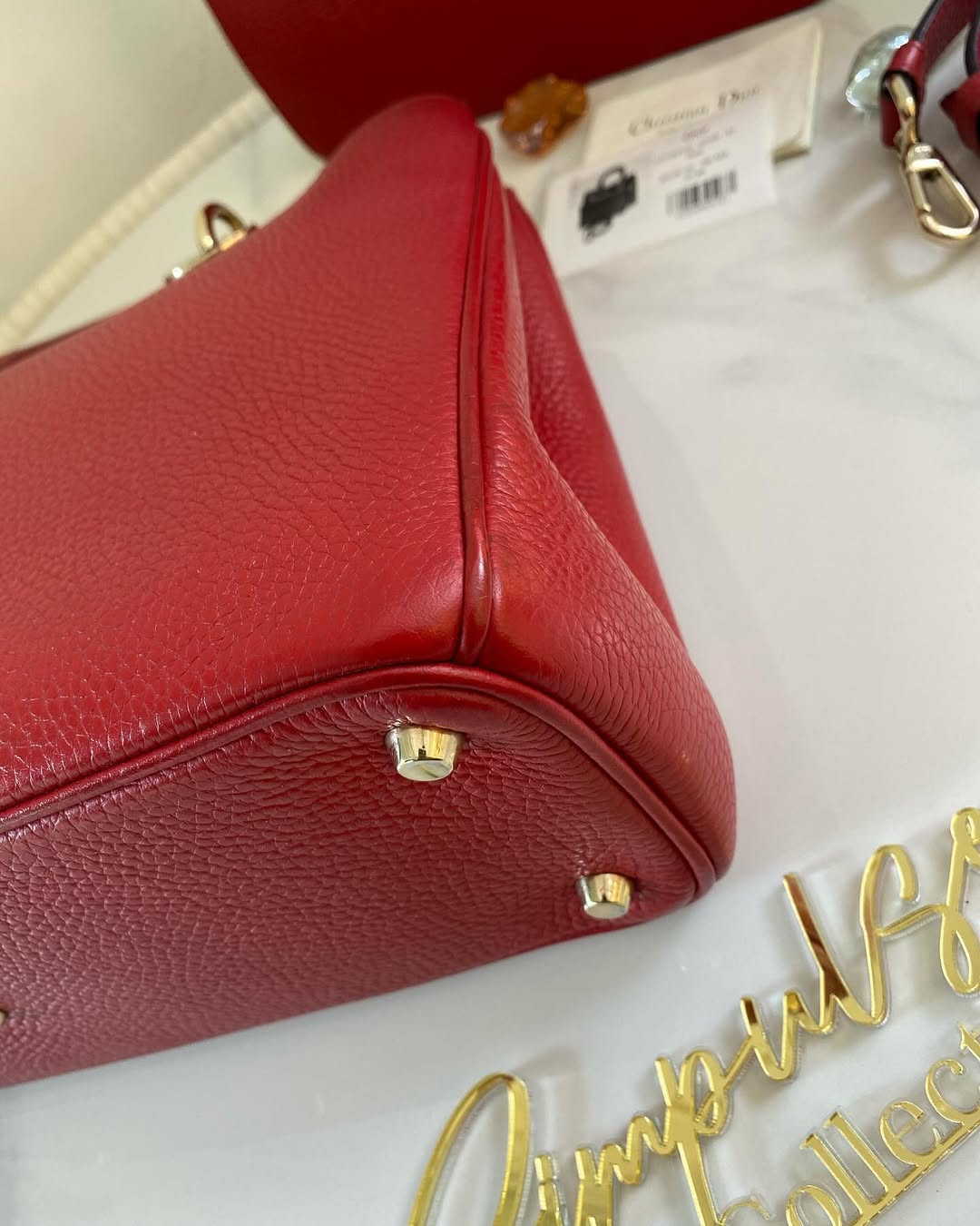 D Calfskin Diorissimo Medium Red Leather Tote