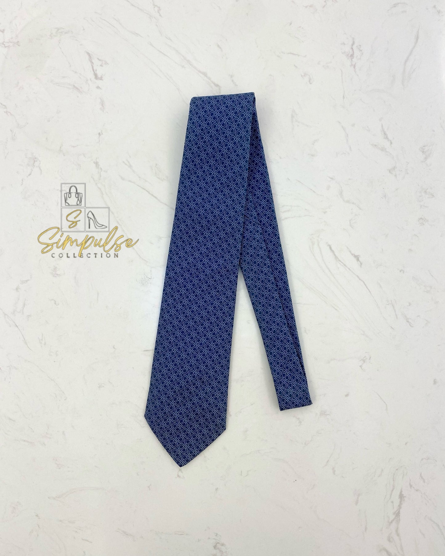 HERMES BLUE SILK TIE