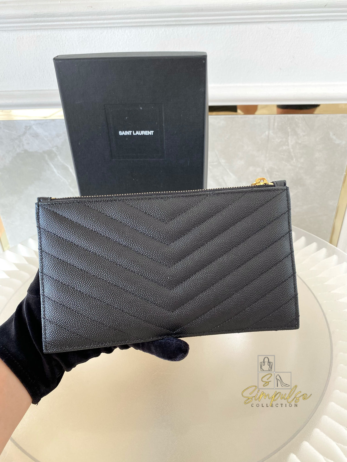 Yves Saint Laurent Cassandre Matelasse Monogram Bill Pouch