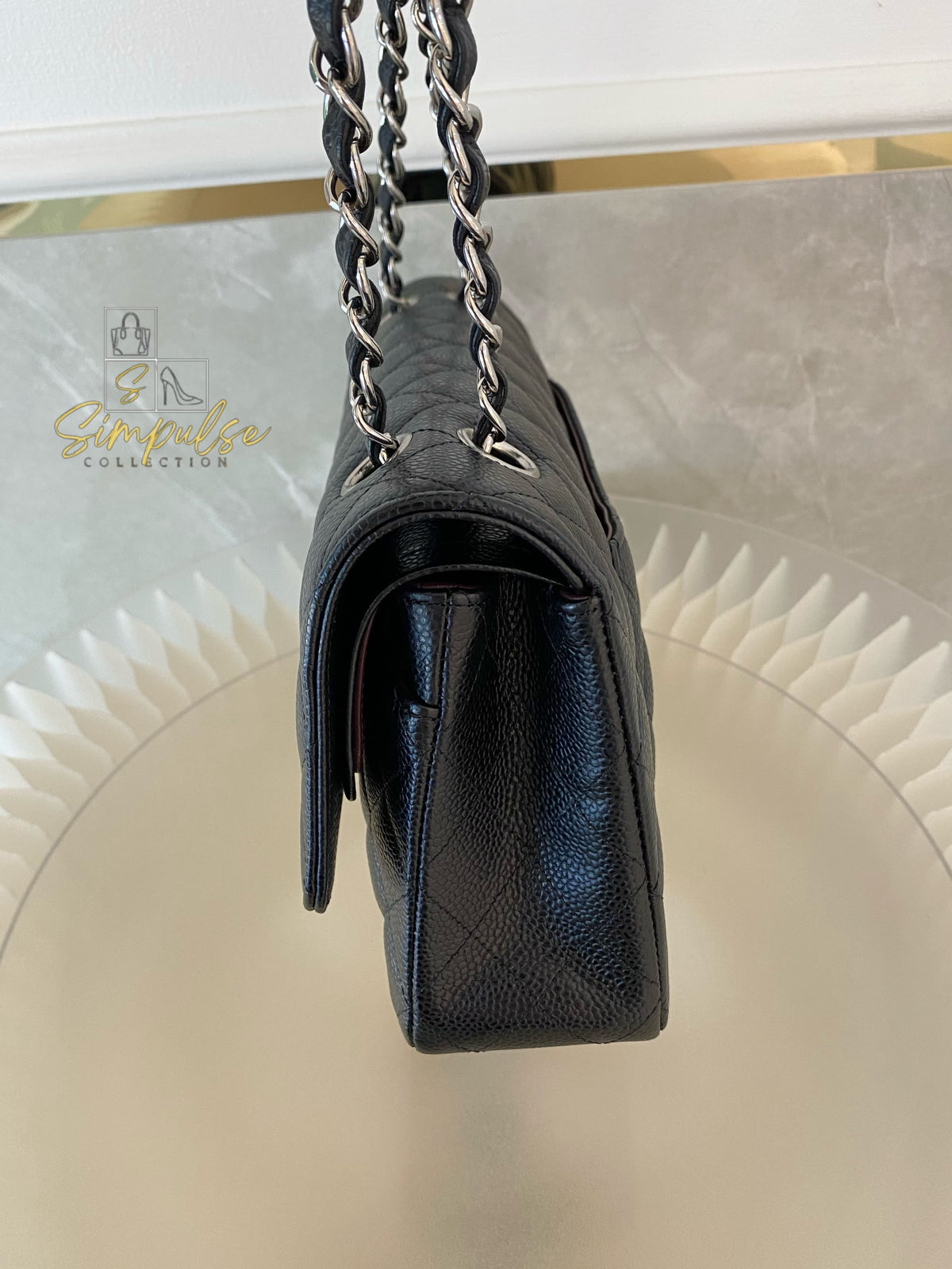 CHANEL DOUBLE FLAP BLACK MEDIUM CAVIAR SHW