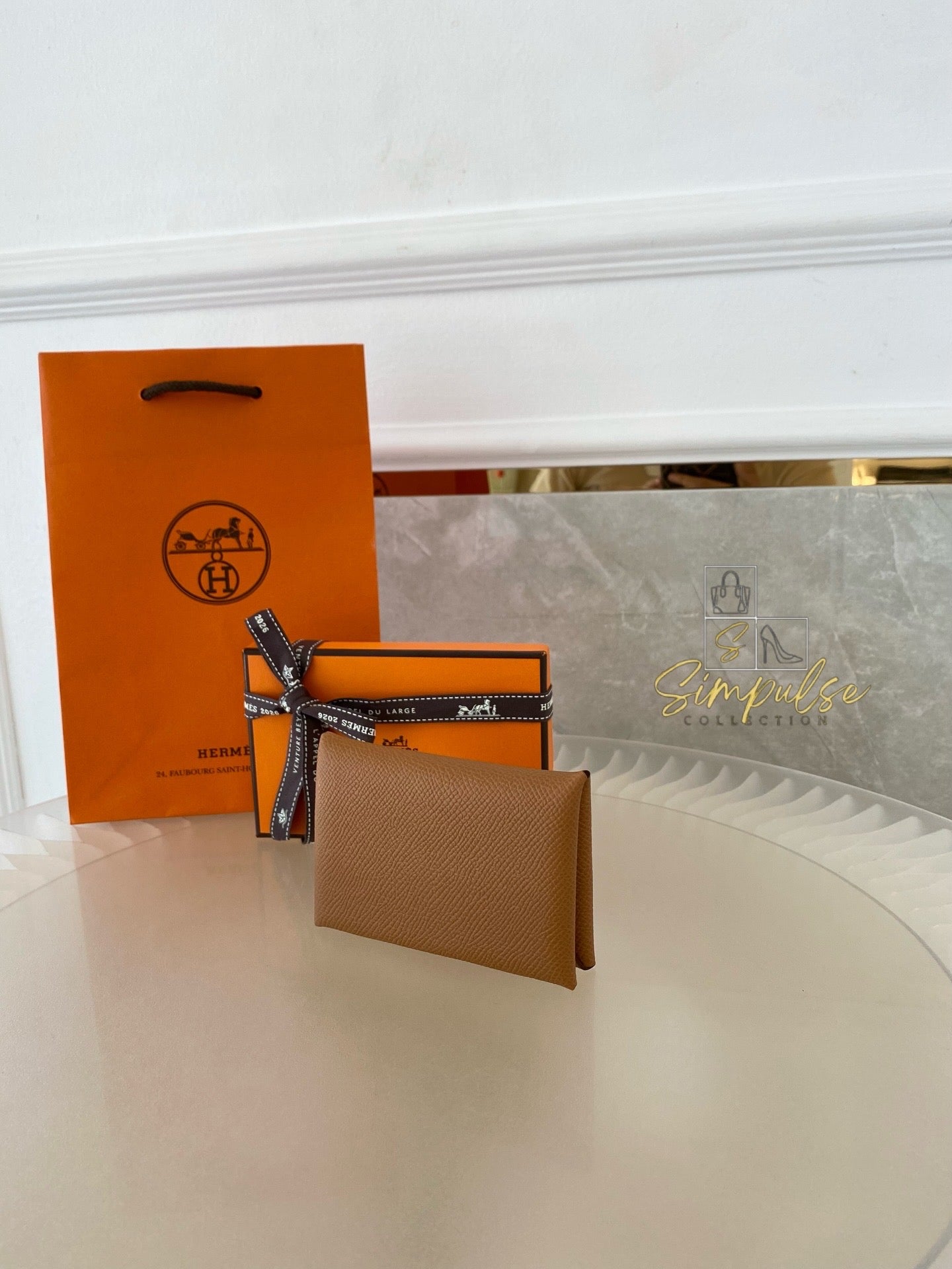 Hermes Calvi Gold Tan