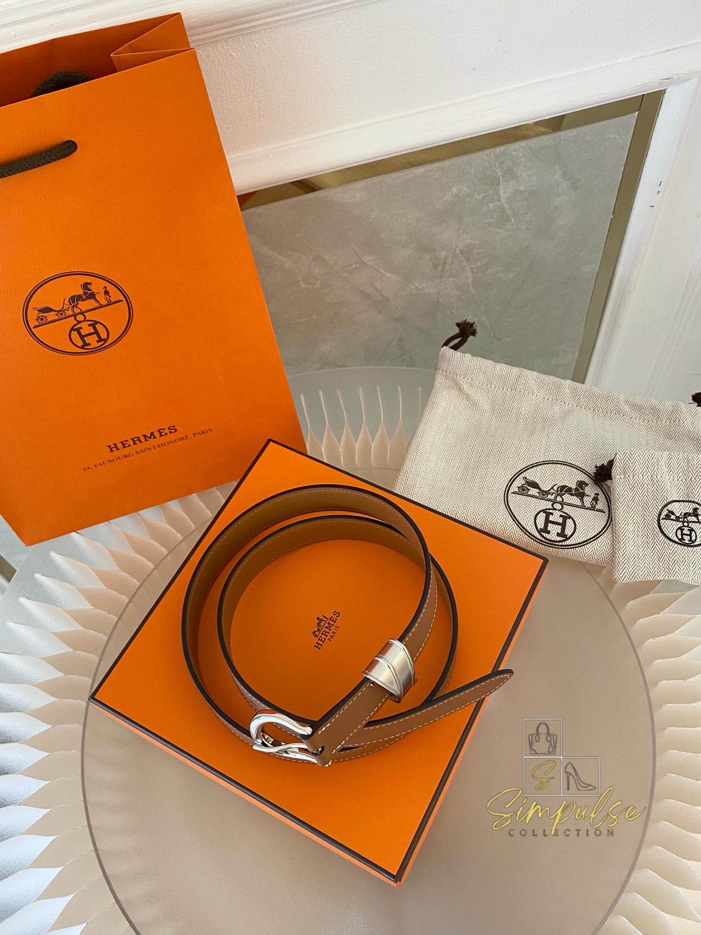 Hermes Gold Tan Belt