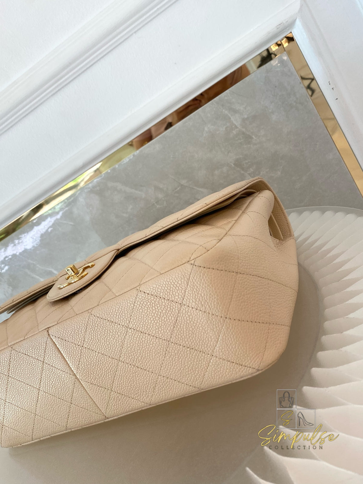 CHANEL JUMBO DOUBLE FLAP BEIGE CAVIAR