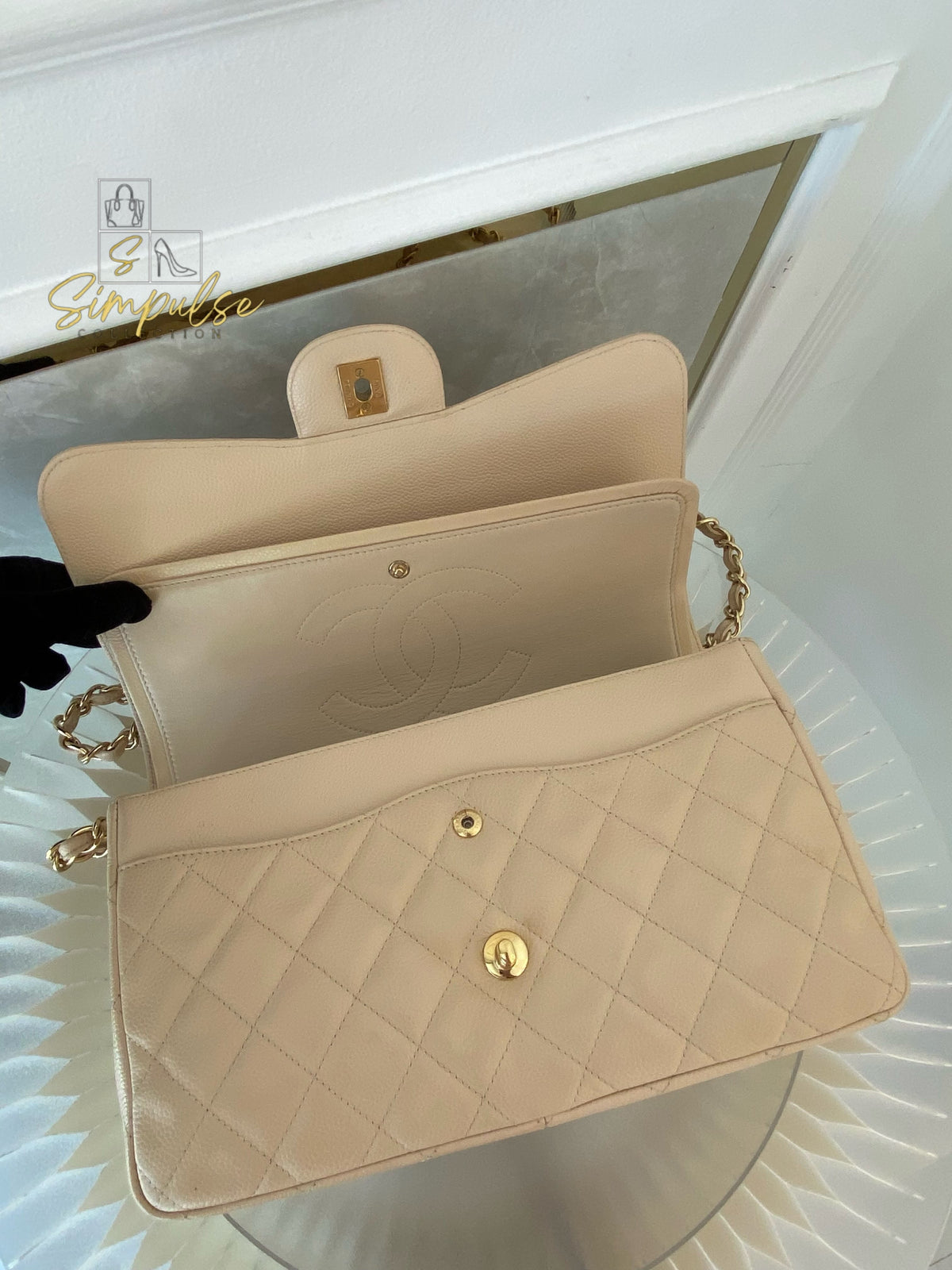 CHANEL JUMBO DOUBLE FLAP BEIGE CAVIAR