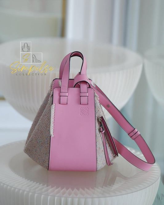 Loewe Pink Small Tweed Hammock Bag