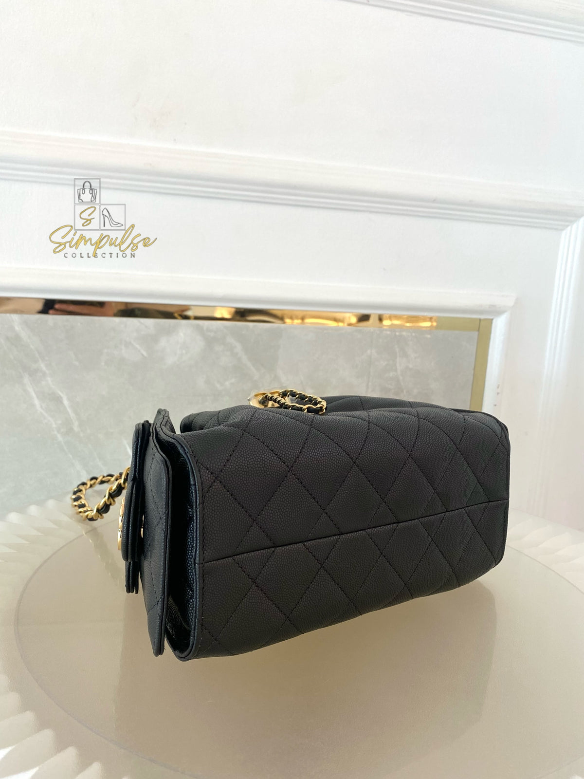 CHANEL C25 MINI CAVIAR BLACK GHW