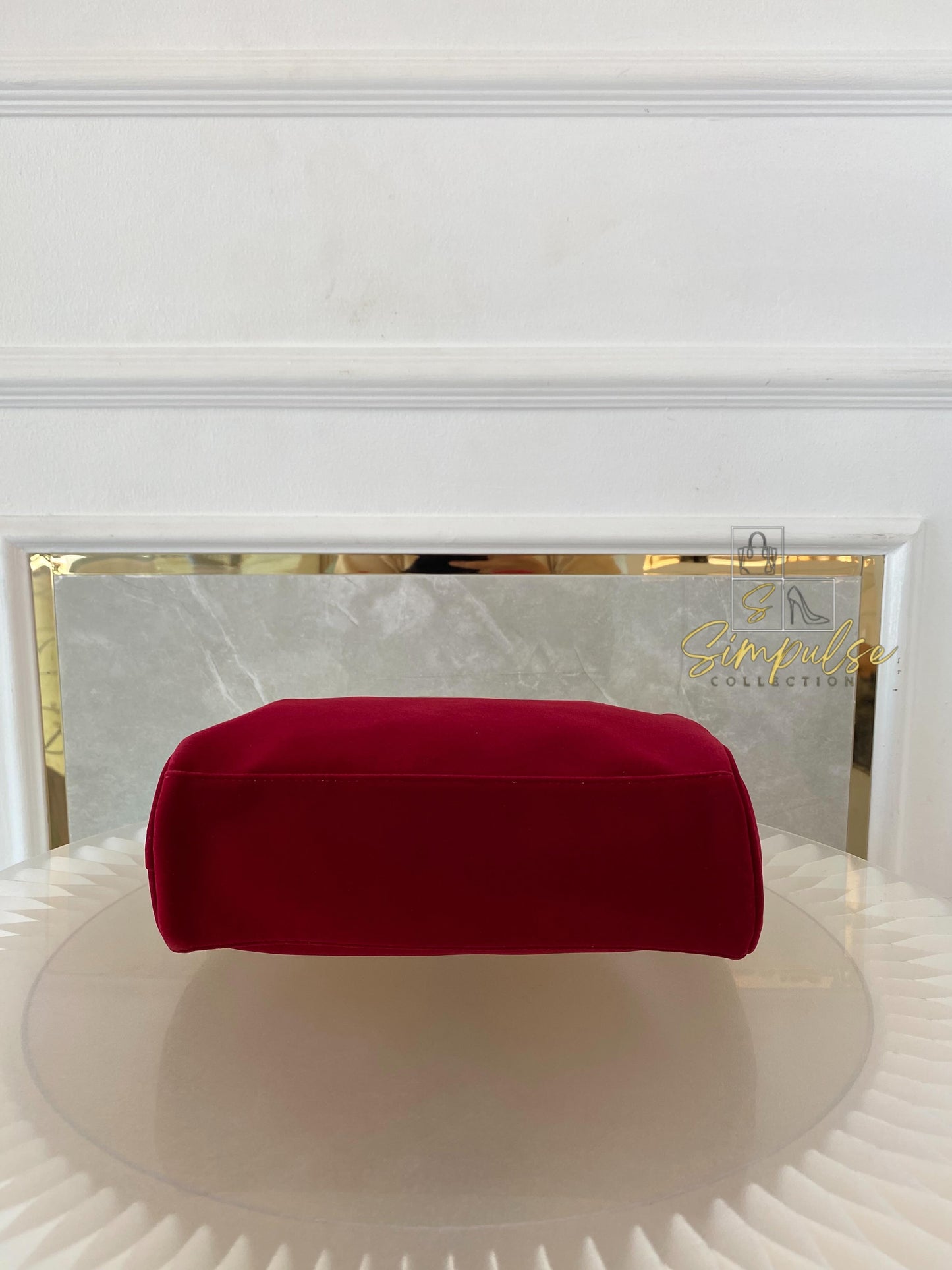 Gucci Red Velvet Cosmetic Pouch w/ Gold G Parfums Plaque